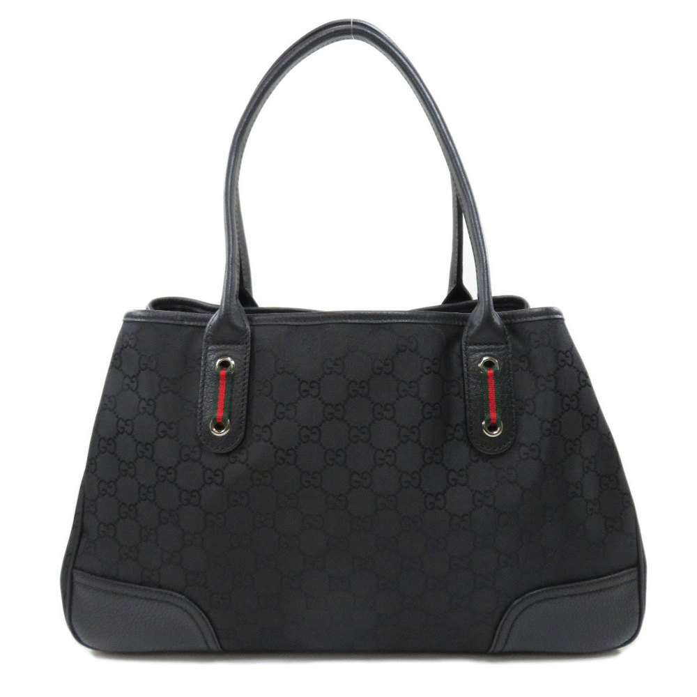 Gucci GG Outlet Tote Bag Nylon Material Ladies Black